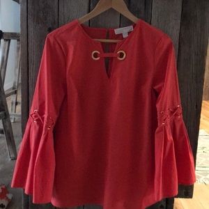 Michael Kors orange wide sleeved blouse